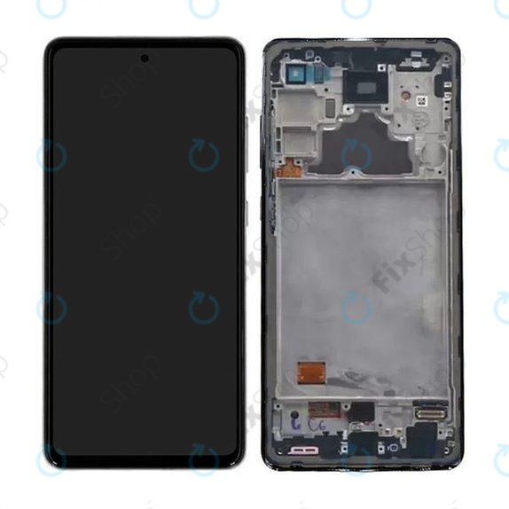 Schermo per Samsung A52 A525F, A526B, Awesome White, Vetro touch con cornice, GH82-25524D, GH82-25526D, GH82-25754D, GH82-25602D, Genuine Service Pack