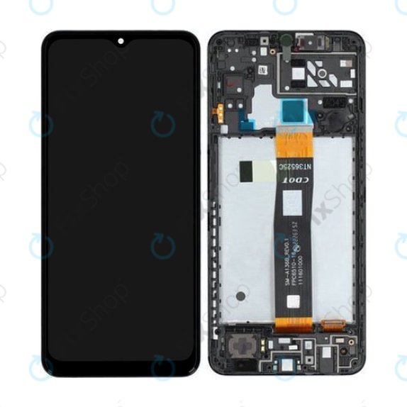 Schermo per Samsung A04S A047F, Black, Vetro touch con cornice, GH82-29805A, GH82-29806A, Genuine Service Pack