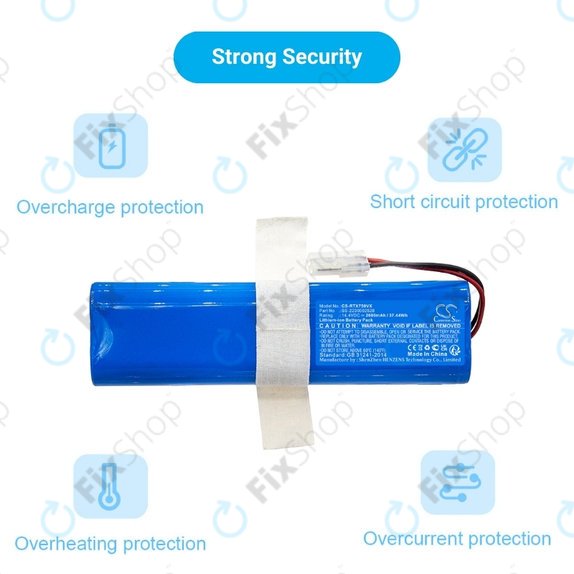 Batteria per Rowenta X-PLORER S75s, S75s+, SS-2230002528, Li-Ion, 2600mAh, 14.4V, HQ