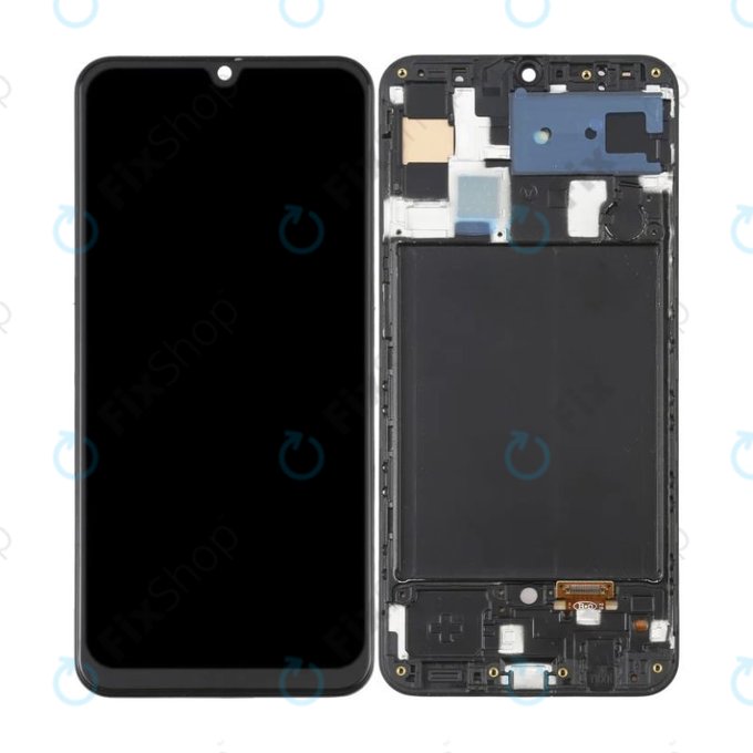 Schermo OLED per Samsung A50 A505F, Black, Vetro touch con cornice