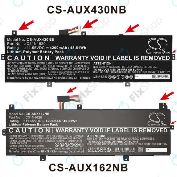 Batteria per Asus BX430, Expertbook B5440FA, P5240UA-1A, C31N1620, Li-Pol, 4200mAh, 11.55V, HQ