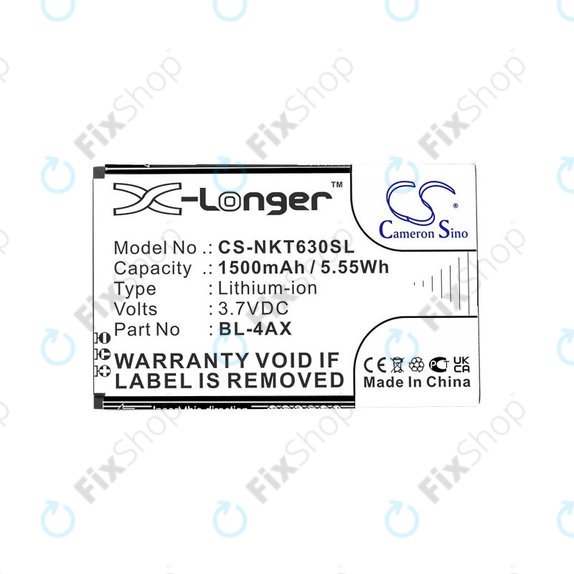 Batteria per Nokia 6300 4G, Nokia 8000 4G, BL-4AX, Li-Ion, 3.7V, 1500mAh, HQ