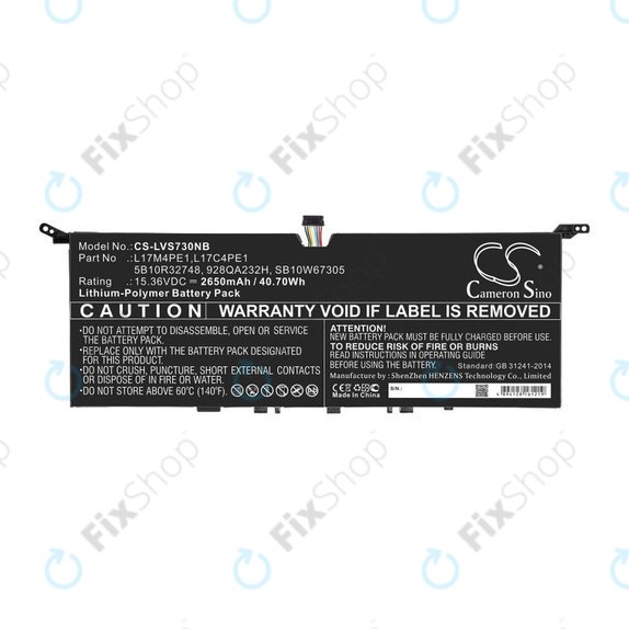 Batteria per Lenovo IdeaPad 730-13, 5B10R32748, Li-Pol, 2650mAh, 15.36V, HQ