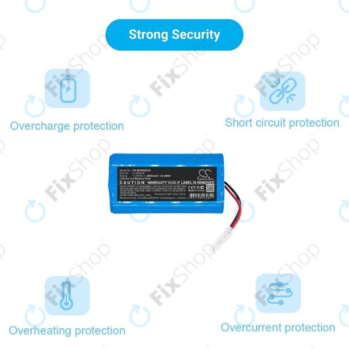Batteria per Xiaomi Essential (Mijia G1), Flyco FC-seriess, myVacBot SN500, Panasonic MC-seriess, Phicomm X3, Puppy R-seriess, Li-026418, Li-Ion, 2600mAh, 14.8V, HQ