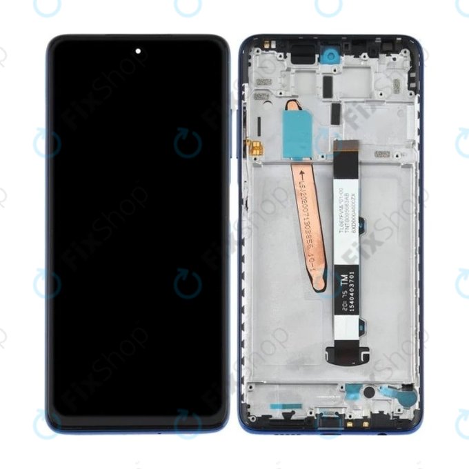 Schermo per Xiaomi Poco X3 NFC M2107J20CG, Cobalt Blue, Vetro touch con cornice