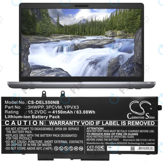 Batteria per Dell Latitude 5501, Latitude 5401, Latitude 14 5410, Latitude 15 5511, 3HWPP, Li-Ion, 4150mAh, 15.2V, HQ