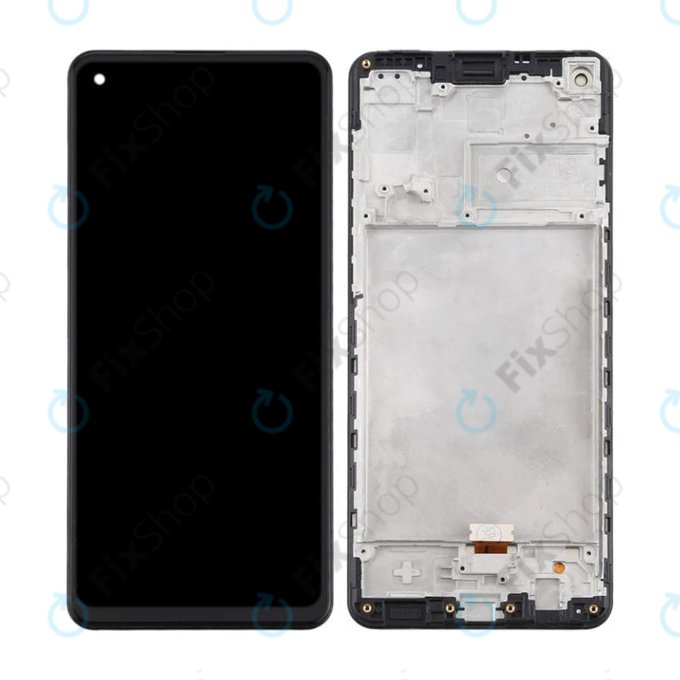 Schermo per Samsung A21s A217F, Black, Vetro touch con cornice