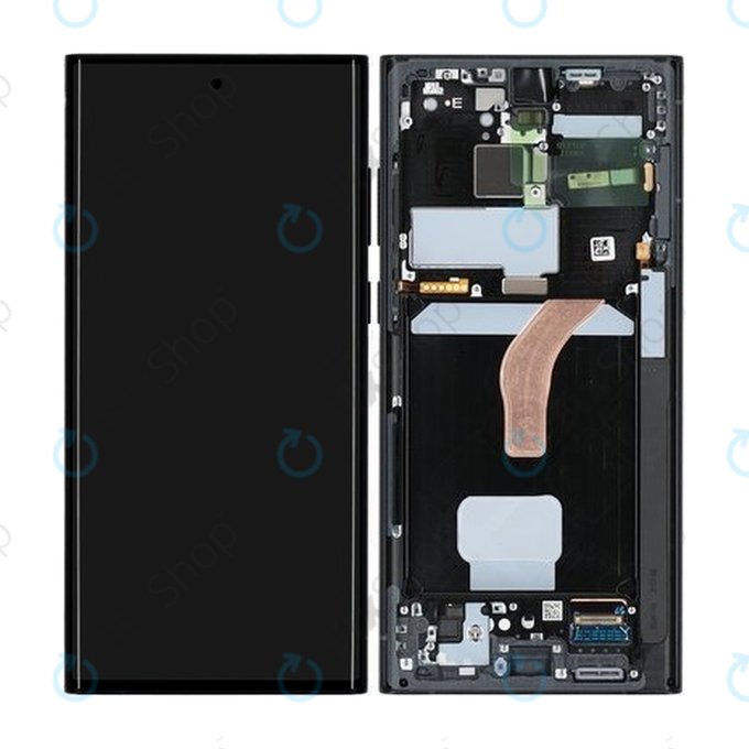 Schermo per Samsung S22 Ultra S908B, Graphite, Vetro touch con cornice, GH82-27488E, GH82-27489E, Genuine Service Pack