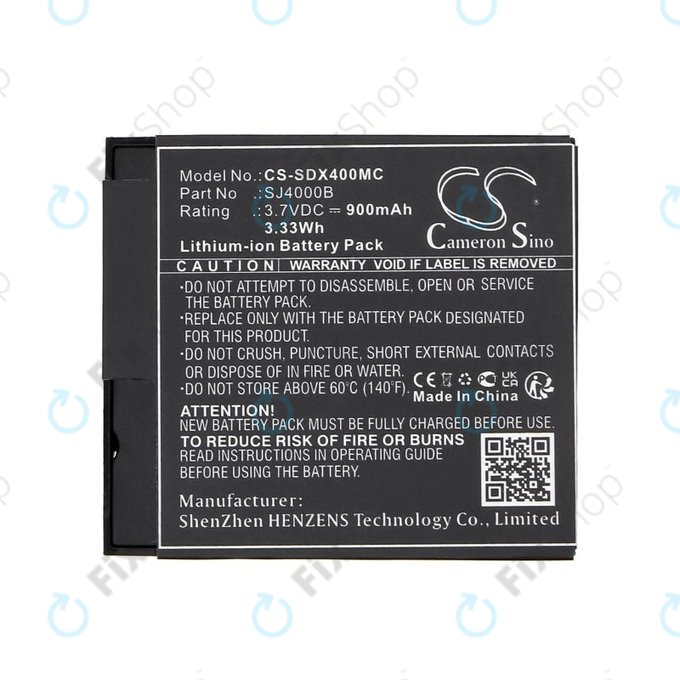 Batteria per SJCAM SJ4000, SJ5000, SJ4000B, Li-Ion, 900mAh, 3.7V, HQ