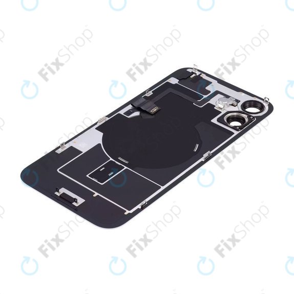 Vetro scocca posteriore per iPhone 16 Plus, White, con lente fotocamera, piastra metallica e magnete MagSafe