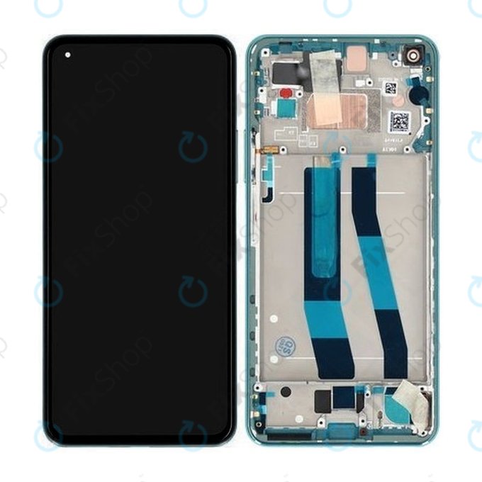 Schermo per Xiaomi Mi 11 Lite 5G, Mint Green, Vetro touch con cornice, 56000H00K900, 56000300K900, Genuine Service Pack