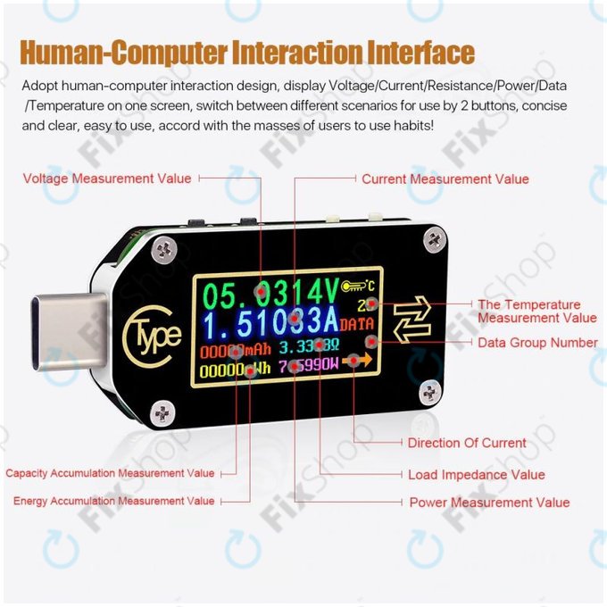 Multimetro USB-C, Joy-it JT-TC66C