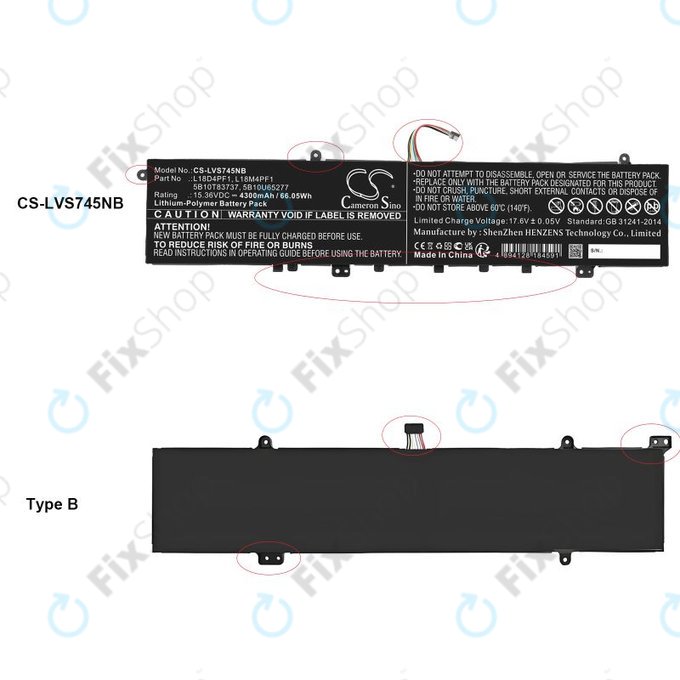Batteria per Lenovo Yoga, L18D4PF1, Li-Pol, 4300mAh, 15.36V, HQ
