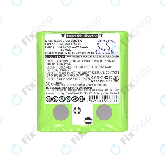 Batteria per Detewe Outdoor Pmr e Simvalley, MT700D03XXC, Ni-MH, 700mAh, 4.8V, HQ