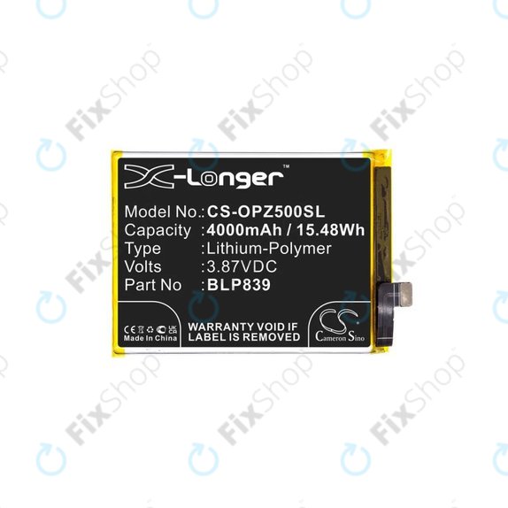 Batteria per Oppo Reno 5 Z 5G CPH2211, BLP839, 4000mAh, HQ