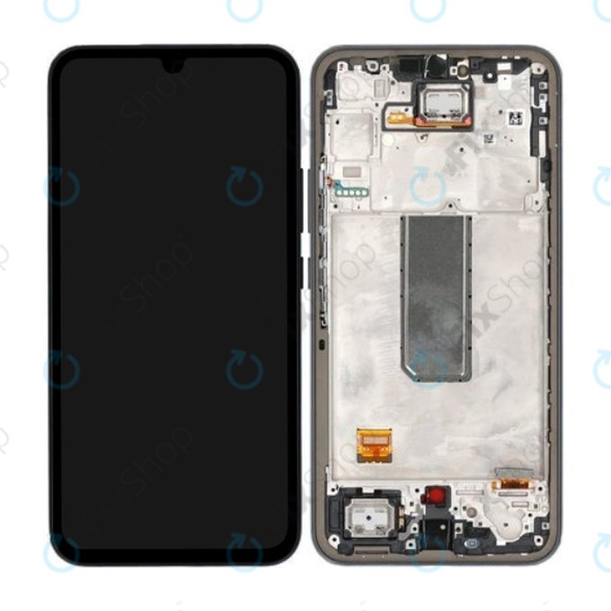 Schermo per Samsung A34 5G A346B, Black, Vetro touch con cornice, GH82-31200A, GH82-31201A, Genuine Service Pack
