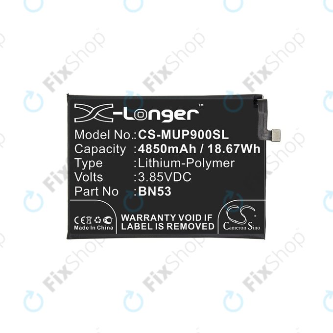 Batteria per Xiaomi Redmi Note 9 Pro, 4850mAh, Li-Pol, 3.85 V, BN53, HQ