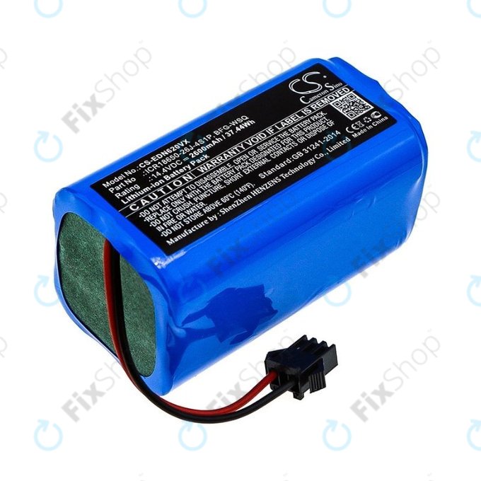 Batteria per Ecovacs Deebot N79, N79S, Eufy RoboVac-seriess, Proscenic 850-seriess, BFG-WSQ, ICR18650-26J-4S1P, UR18650ZY-4S1P-AAM, Li-Ion, 2600mAh, 14.4V, HQ
