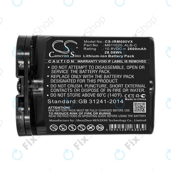 Batteria per iRobot Braava jet m6, ALB-C, M611020, Li-Ion, 2600mAh, 10.8V, HQ