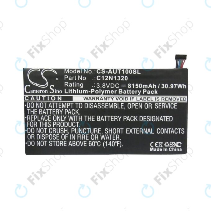 Batteria per Asus Transformer Book T100, C12N1320, Li-Pol, 3.8V, 8150mAh, HQ