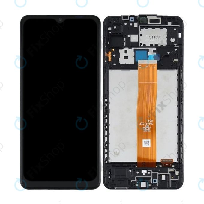 Schermo per Samsung A12 A125F, Black, Vetro touch con cornice