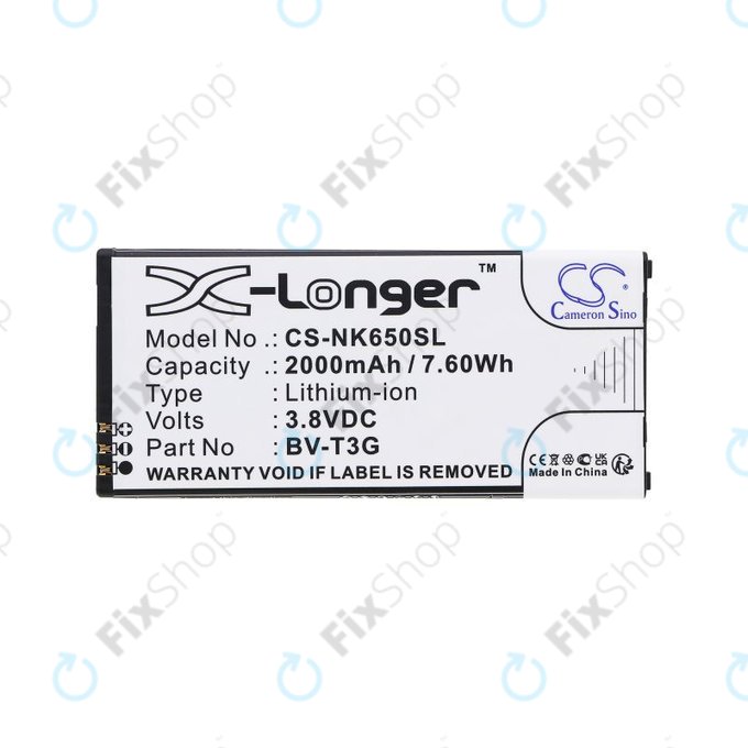 Batteria per Nokia Lumia 650, BV-T3G, Li-Ion, 3.8V, 2000mAh, HQ