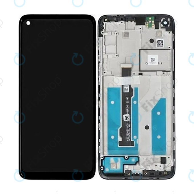 Schermo per Motorola Moto G8 XT2045, Black, Vetro touch con cornice, 5D68C16383, Genuine Service Pack