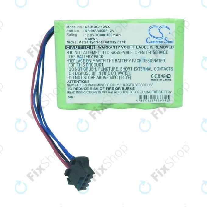 Batteria per Ecovacs Deebot CR-seriess, Ni-MH, 800mAh, NR49AA800P12V 12.0V, HQ