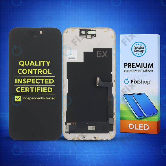 Schermo Hard OLED per iPhone 15 Pro, Vetro touch con cornice, FixPremium