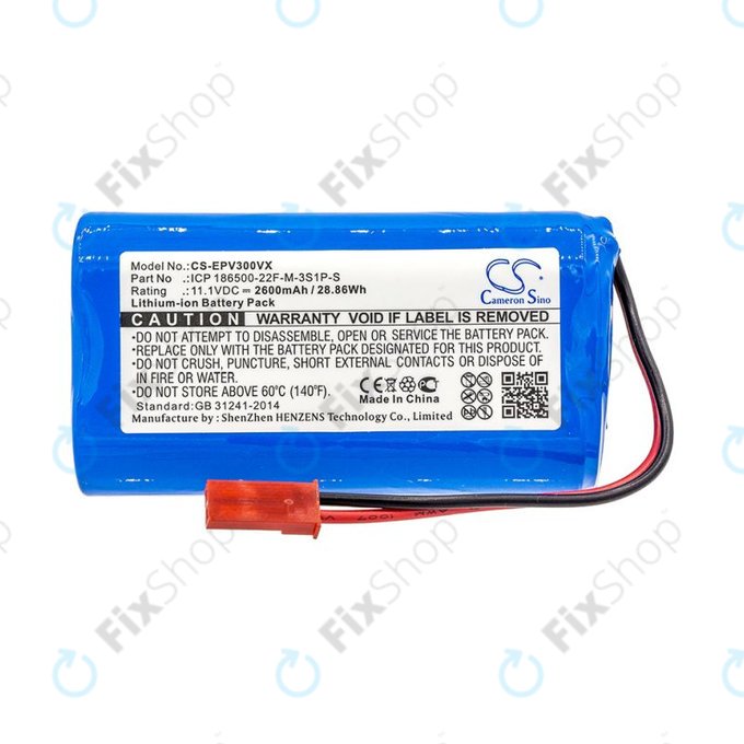 Batteria per Electropan ilife V5, V5s ICP 186500-22F-M-3S1P-S, Li-Ion, 2600mAh, 11.1V, HQ