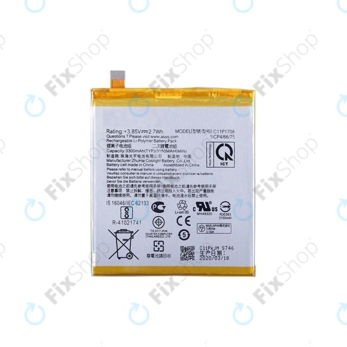 Batteria per Asus Zenfone 5 ZE620KL, 5z ZS620KL, C11P1708, 3300mAh