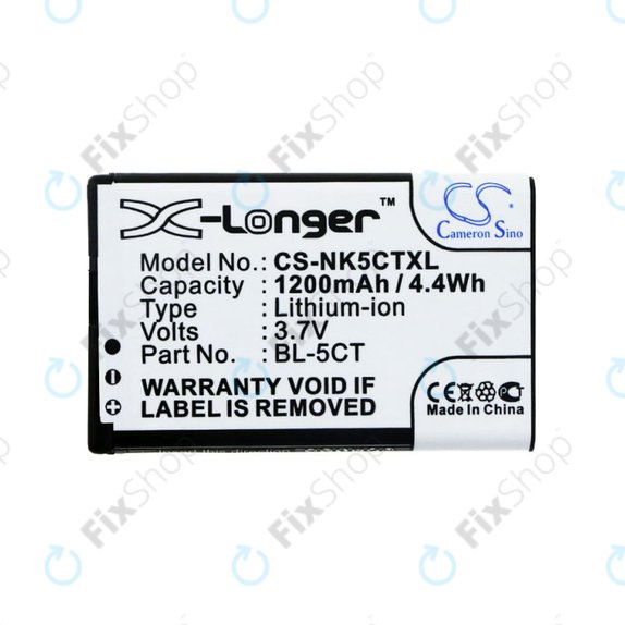 Batteria per Nokia 5220, 5630, 6303, 6700, C5, BL-5CT, Li-Ion, 3.7V, 1200mAh, HQ