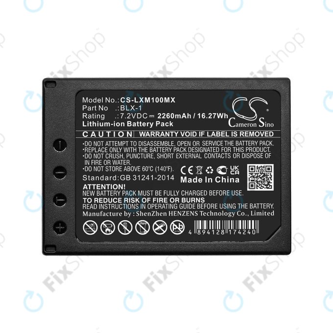 Batteria per Olympus OM SYSTEM OM-1, OM-1 Mirrorless, BLX-1, Li-Ion, 2260mAh, 7.2V, HQ