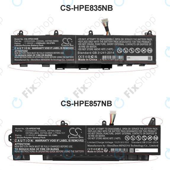 Batteria per HP ZBook Firefly 15 G7, G8, EliteBook 855 G7, G8, 850 G7, G8, CC03053XL, Li-Pol, 4600mAh, 11.55V, HQ