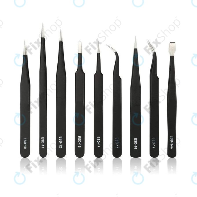Set di pinzette antistatiche ESD in acciaio inox 9 in 1