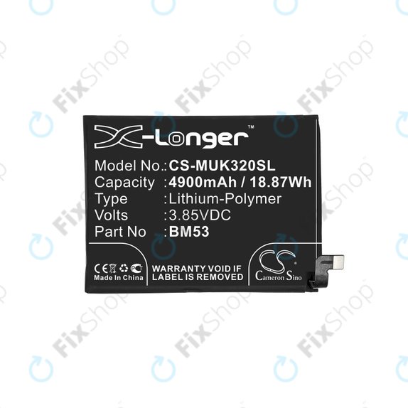 Batteria per Xiaomi Mi 10T 5G M2007J3SY, 4900mAh, Li-Pol, 3.85 V, BM53, HQ