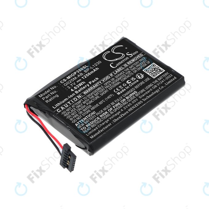 Batteria per Mitac Mio P350, P550, BL-LP1230, Li-Ion, 1250mAh, 3.7V, HQ