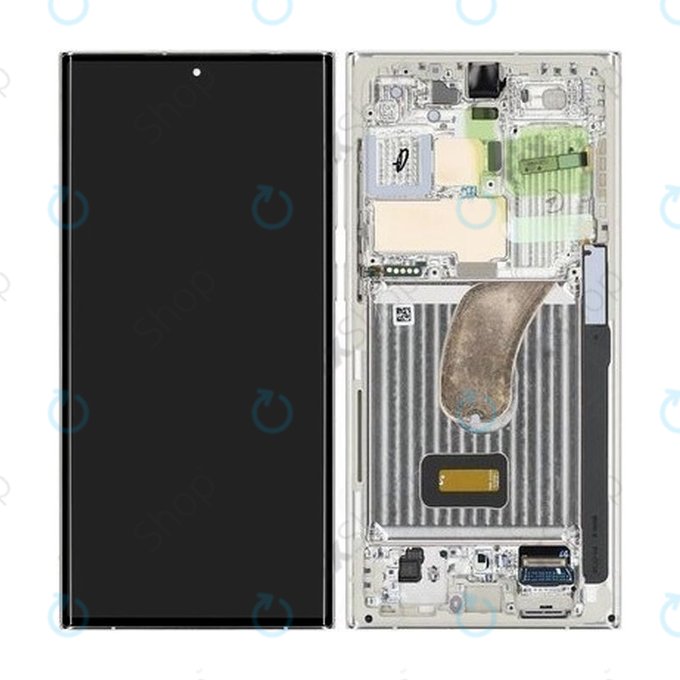 Schermo per Samsung S23 Ultra S918B, Cream, Vetro touch con cornice, GH82-30466B, GH82-30465B, Genuine Service Pack