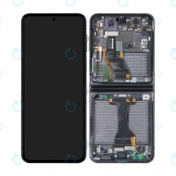 Schermo per Samsung Z Flip 5 F731B, Graphite, Vetro touch con cornice, GH82-31827A, Genuine Service Pack