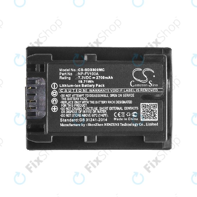 Batteria per Sony FDR-AX, HDR-CX, HDR-CX HDR-PJ, NEX-VG30, NP-FV100A, Li-Ion, 2700mAh, 7.3V, HQ