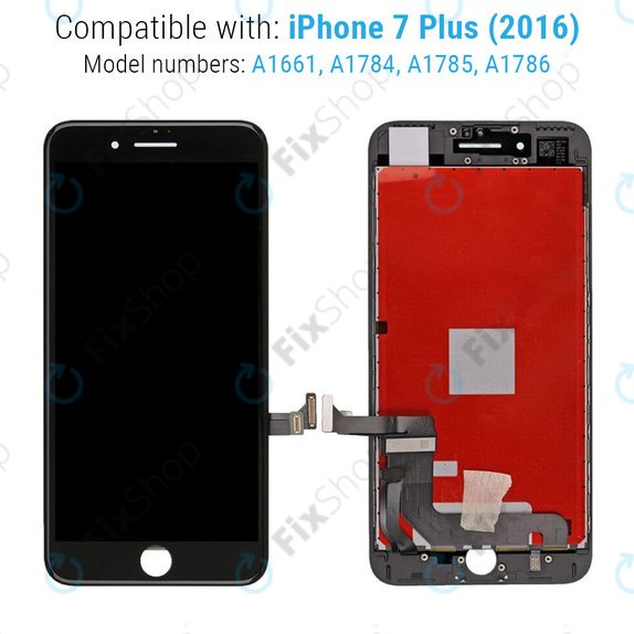 Schermo per iPhone 7 Plus, Black, Vetro touch con cornice