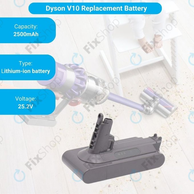 Batteria per Dyson V10, 969352-02, SV12, 206340, Li-Ion, 2500mAh, 25.2V