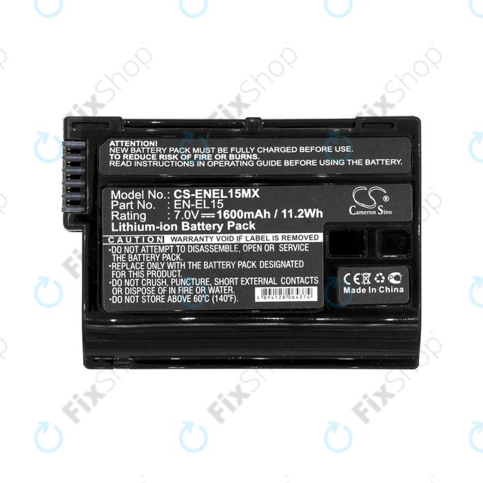 Batteria per Nikon Coolpix D7000, EN-EL15, Li-Ion, 1600mAh, 7V, HQ