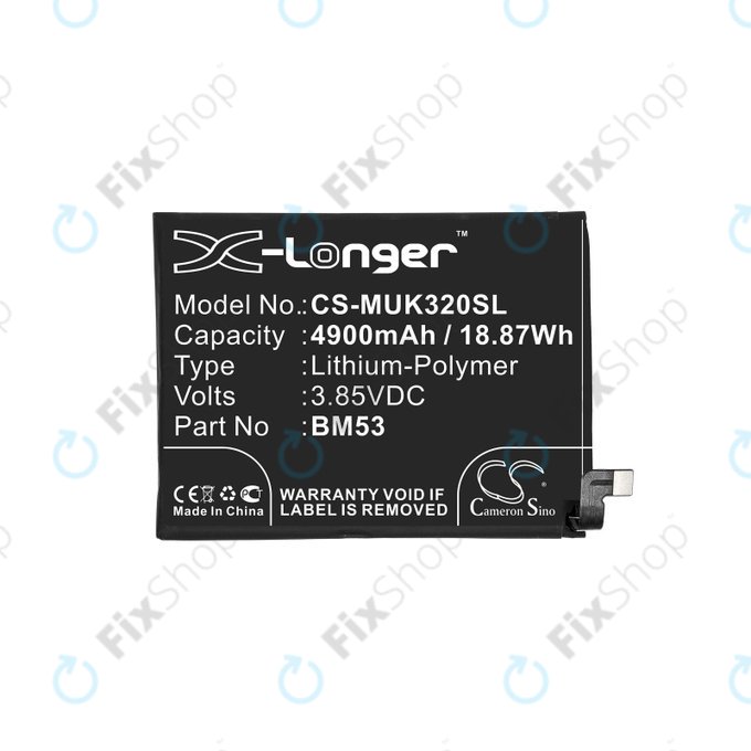 Batteria per Xiaomi Mi 10T 5G M2007J3SY, 4900mAh, Li-Pol, 3.85 V, BM53, HQ