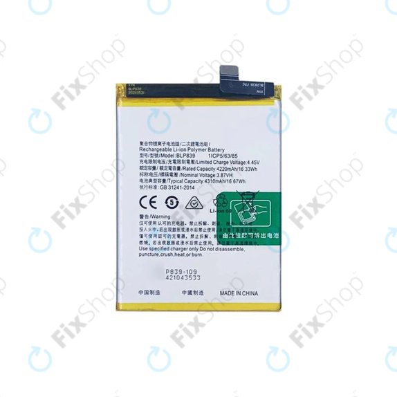Batteria per Oppo Reno 5 Z 5G, BLP839, 4310mAh