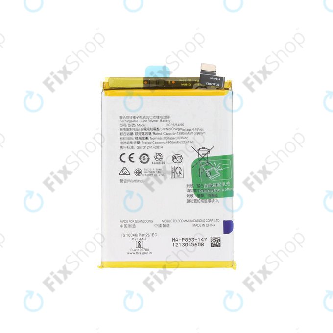 Batteria per Oppo Reno 7 5G, Find X3 Neo, Find X5 Lite, BLP855, 4500mAh