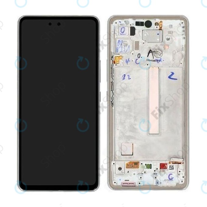 Schermo per Samsung A53 5G A536B, Awesome White, Vetro touch con cornice, GH82-28024B, GH82-28025B, Genuine Service Pack