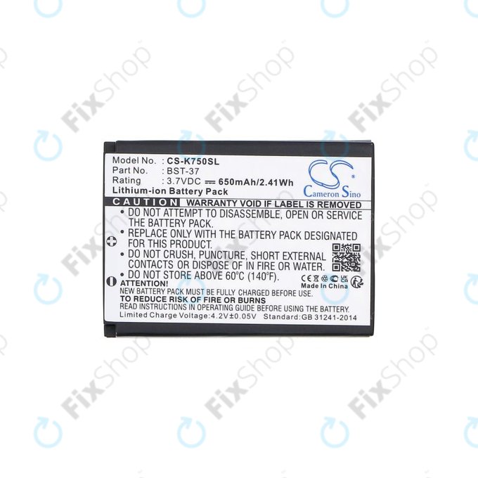 Batteria per Sony Ericsson, BST-37, Li-Ion, 3.7V, 650mAh, HQ