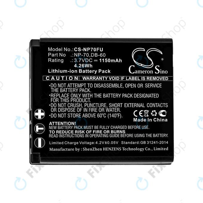 Batteria per Panasonic Lumix DMC-FX01, CGA-S005, Li-Ion, 1150mAh, 3.7V, HQ