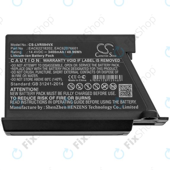 Batteria per LG HomBot-seriess, VR-seriess, EAC62218202, EAC62076601, Li-Ion, 3400mAh, 14.4V, HQ
